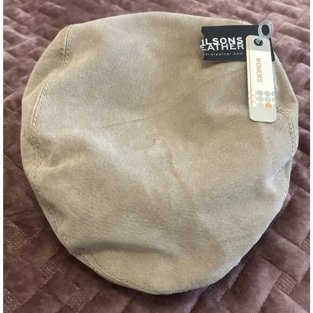 NWT Vintage Wilson's Leather Maxima Tan Suede Newsboy Cap‎ (S/M) biker grunge